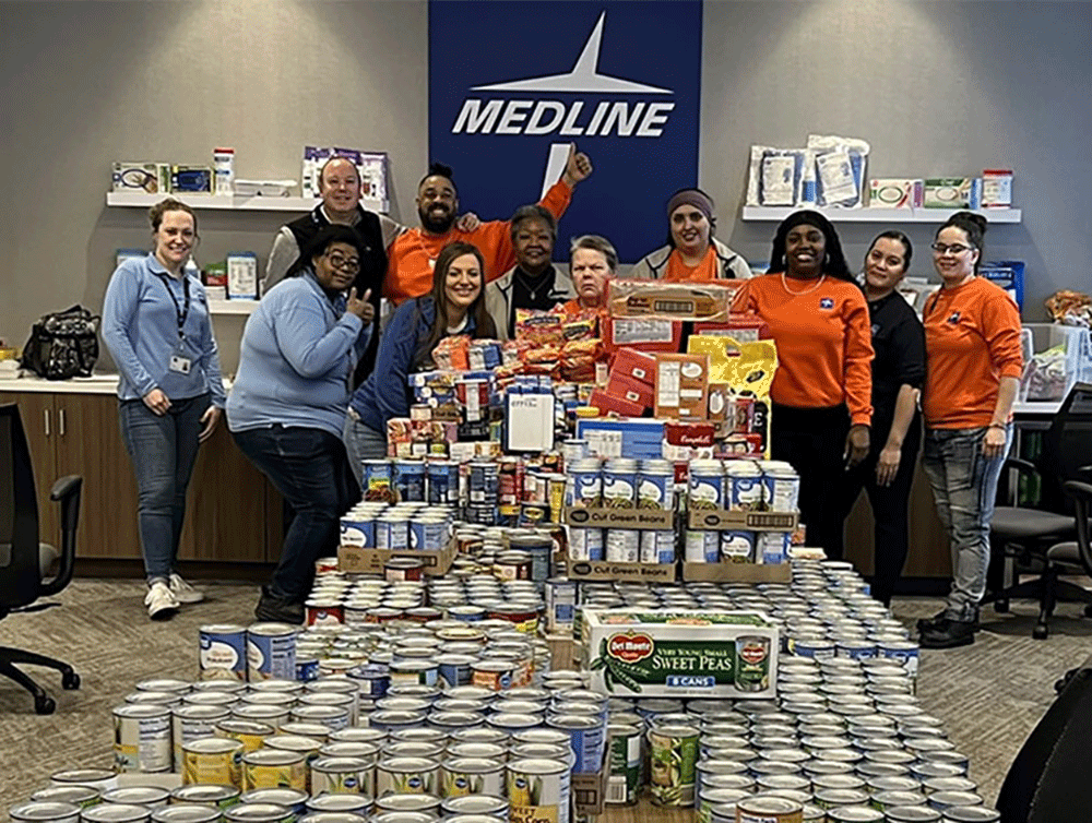 Medline employees gather large food drive donation