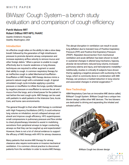 BiWaze&reg; Cough System&ndash;a bench study evaluation & comparison of cough efficiency
